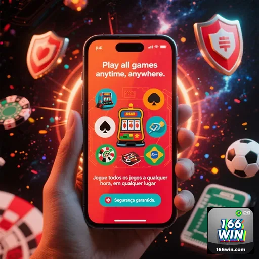 Imagem destacando programa VIP e cashback no app de cassino móvel 166win